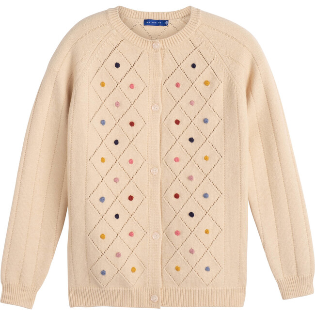 Women's Serena Dot Cardigan, Cream - Cardigans - 1