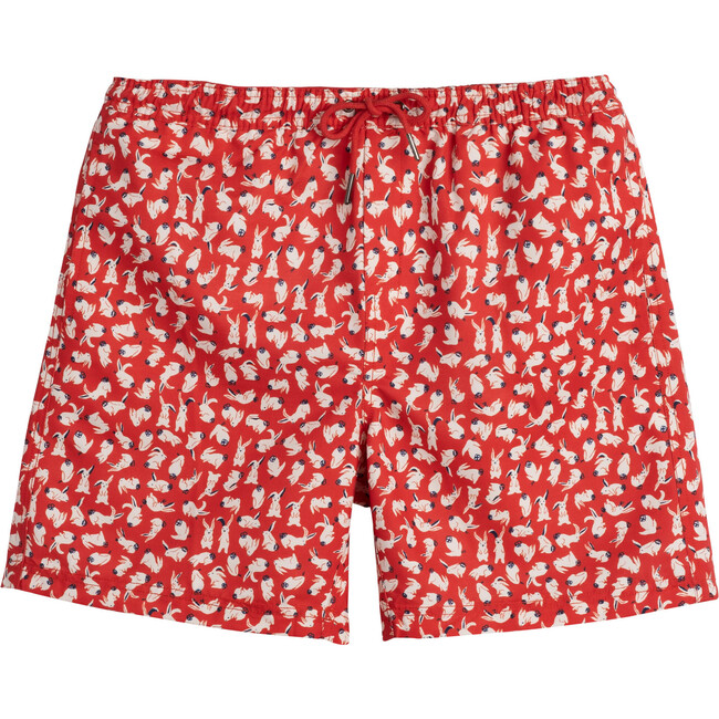 Men's Zachary Swim Trunk, Red Scattered Bunnies - Swim Trunks - 1