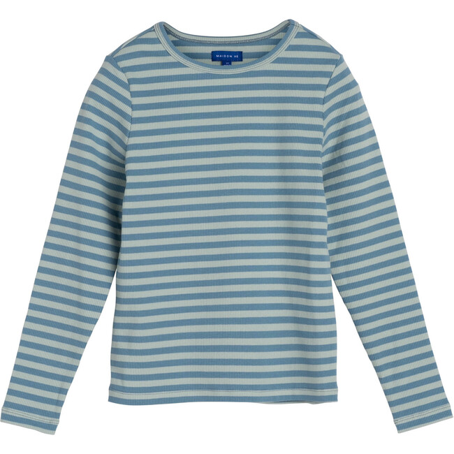 Ruby Ribbed Long Sleeve, Sage & Blue - Shirts - 1 - zoom