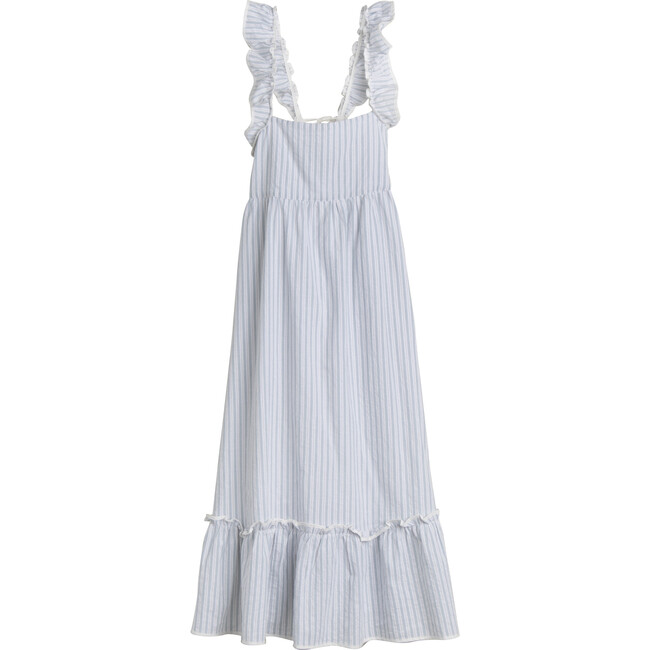 Women's Mara Ruffle Tie Back Dress, Light Blue Stripe - Dresses - 1