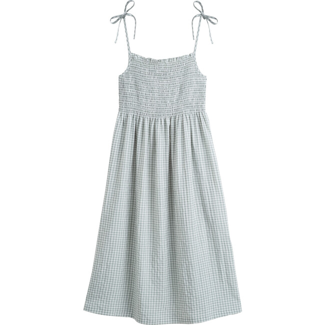 Women's Rosalie Smocked Dress, Sage Gingham - Dresses - 1