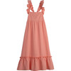 Women's Mara Ruffle Tie Back Dress, Coral Cotton Muslin - Dresses - 1 - thumbnail