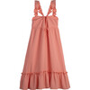 Women's Mara Ruffle Tie Back Dress, Coral Cotton Muslin - Dresses - 3