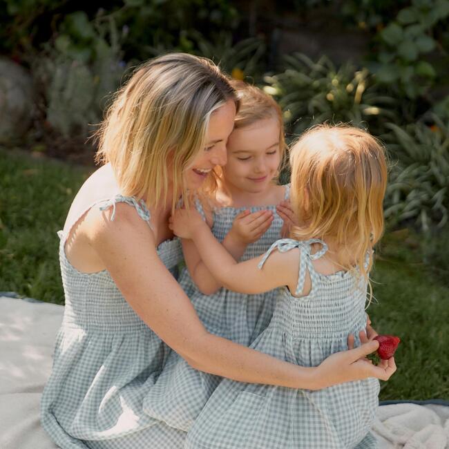 Women's Rosalie Smocked Dress, Sage Gingham - Dresses - 4