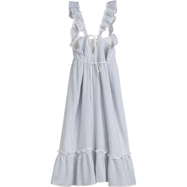Women's Mara Ruffle Tie Back Dress, Light Blue Stripe - Dresses - 3