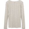 Women's Mimi Pointelle Long Sleeve Shirt, Light Heather Grey - Shirts - 3