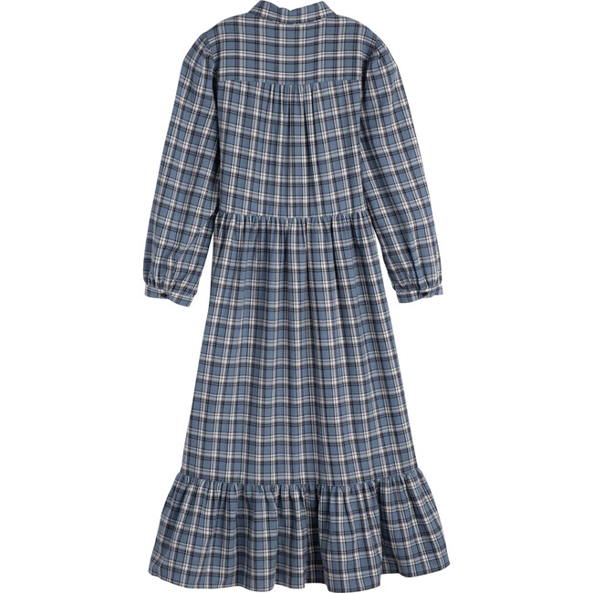 Women's Elizabeth Long Sleeve Collared Dress, Blue Check - Dresses - 3
