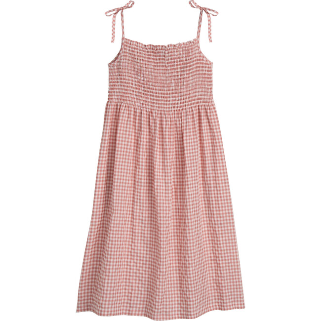 Women's Rosalie Smocked Dress, Dusty Rose Check - Dresses - 3