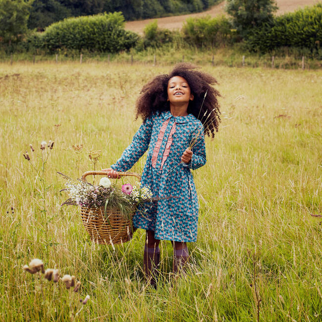 Gigi Dress, Petrol Pansies - Dresses - 5