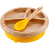 Baby Bamboo Stay Put Suction Plate + Spoon, Yellow - Tabletop - 1 - thumbnail