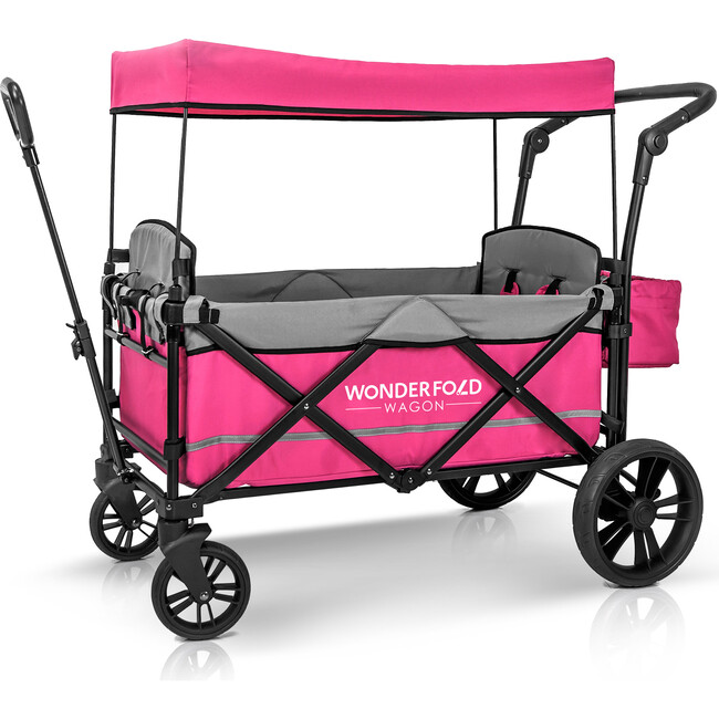 Pull & Push Double Stroller Wagon 2 Seater, Pink