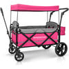 Pull & Push Double Stroller Wagon 2 Seater, Pink - Double Strollers - 1 - thumbnail