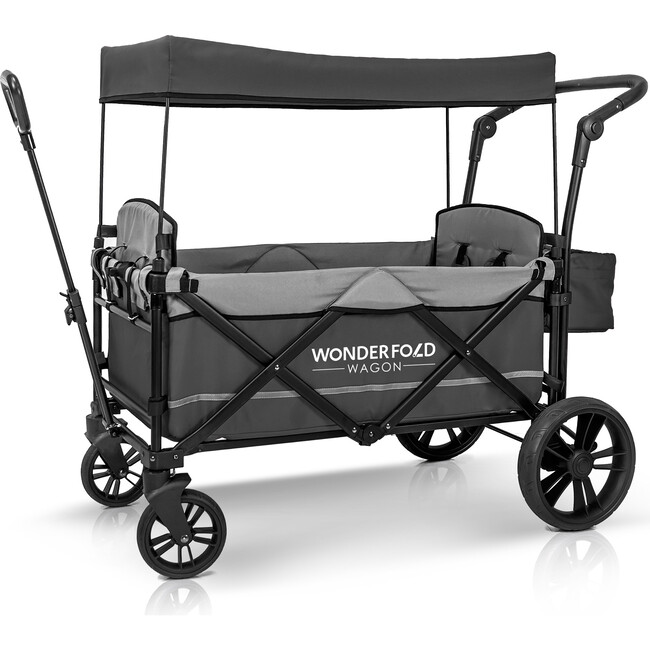 Pull & Push Double Stroller Wagon 2 Seater, Grey