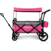 Pull & Push Double Stroller Wagon 2 Seater, Pink - Double Strollers - 2