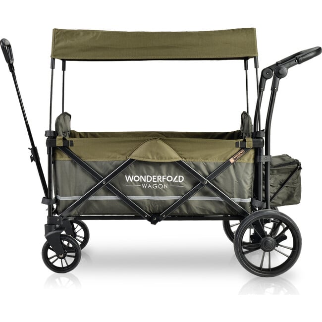 Pull & Push Double Stroller Wagon 2 Seater with Magnetic Seatbelt Buckles, Green - Double Strollers - 3