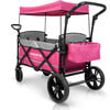 Pull & Push Double Stroller Wagon 2 Seater, Pink - Double Strollers - 3