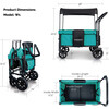 Multifunction Double Stroller Wagon 2 Seater, Teal - Double Strollers - 9