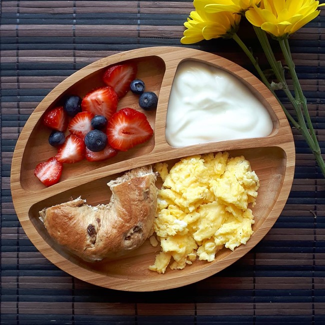 Toddler Bamboo Stay Put Suction Plate + Spoon, White - Tabletop - 2