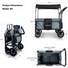 Multifunction Double Stroller Wagon 2 Seater, Grey - Double Strollers - 9