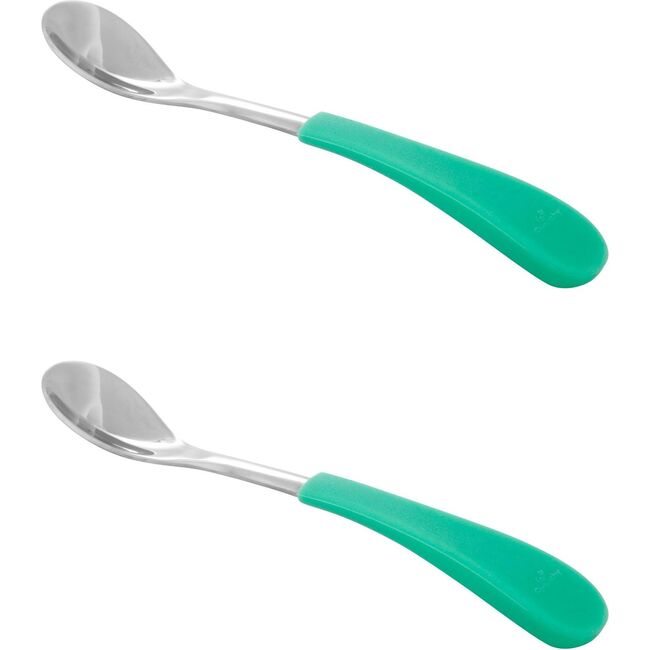 2-Pack Stainless Steel Infant Spoons, Green