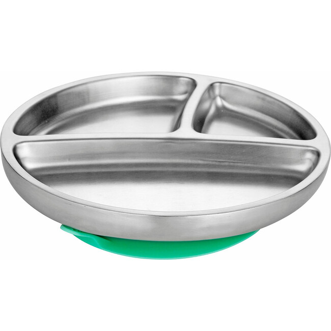 Toddler Stainless Steel Stay Put Suction Plate, Green - Tabletop - 2