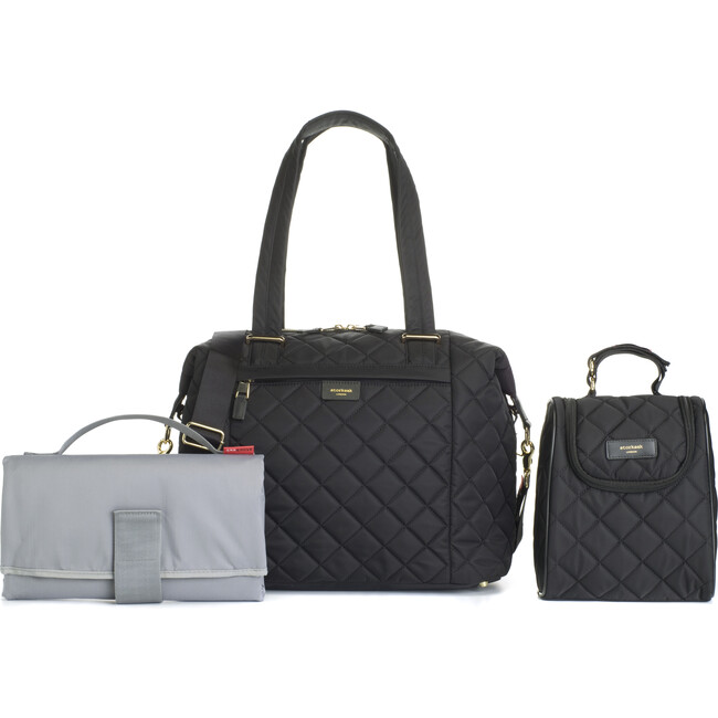 Stevie Luxe Diaper Bag, Black Quilted - Diaper Bags - 6