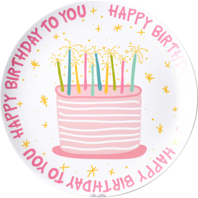 Happy Birthday Melamine Plate, Pink Multi