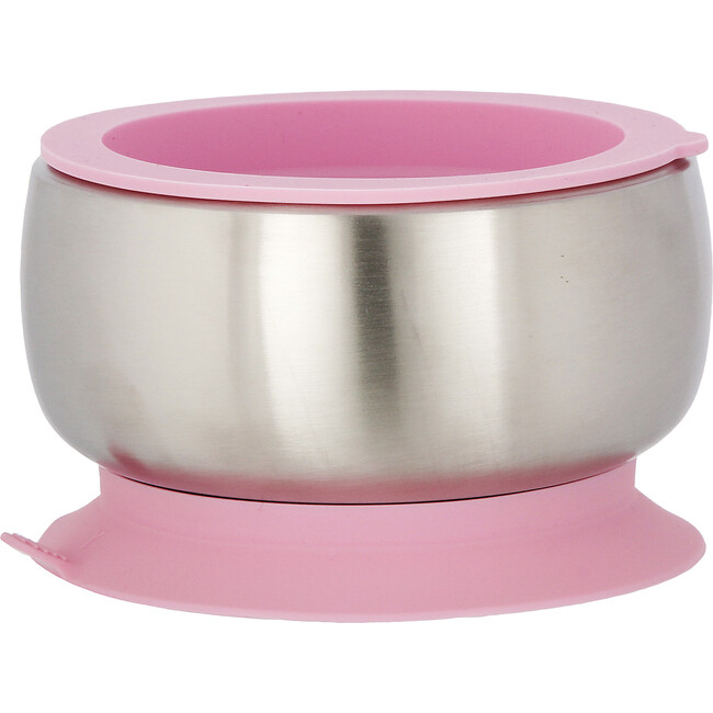Stainless Steel Stay Put Suction Bowl + Airtight Lid, Pink
