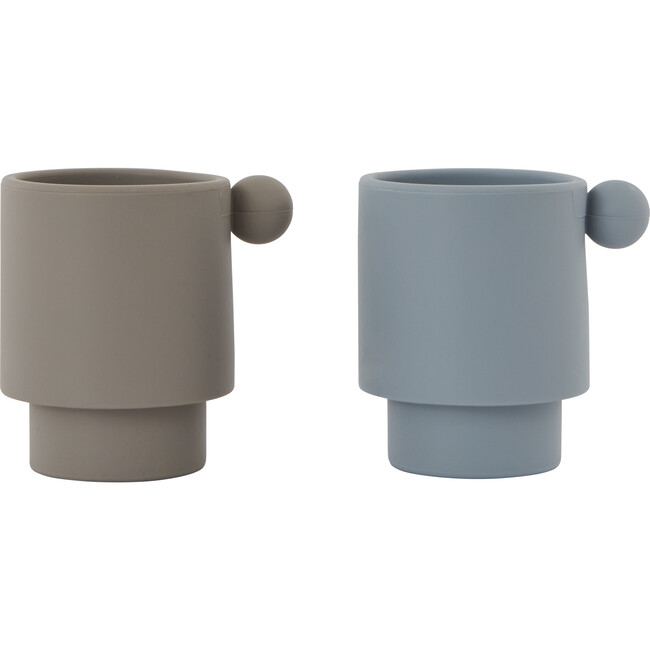 Set of 2 Tiny Inka Cups, Dusty Blue/Clay