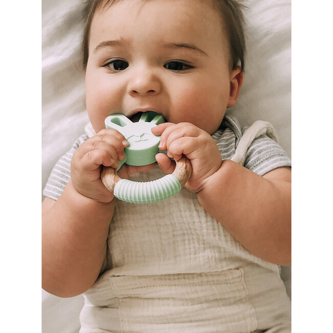 Silicone Bunny Wood Teether, Mint - Teethers - 2