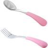 Stainless Steel-Baby Spoon & Fork, Pink - Tabletop - 1 - thumbnail