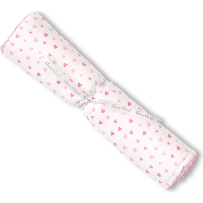 Sweeyhearts Burp Cloth, White & Pink - Burp Cloths - 1