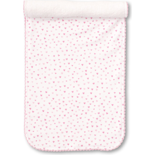 Sweeyhearts Burp Cloth, White & Pink - Burp Cloths - 2
