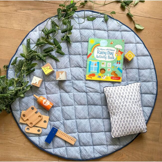 Washable Brush-Stroked Play Mat, Indigo - Playmats - 3