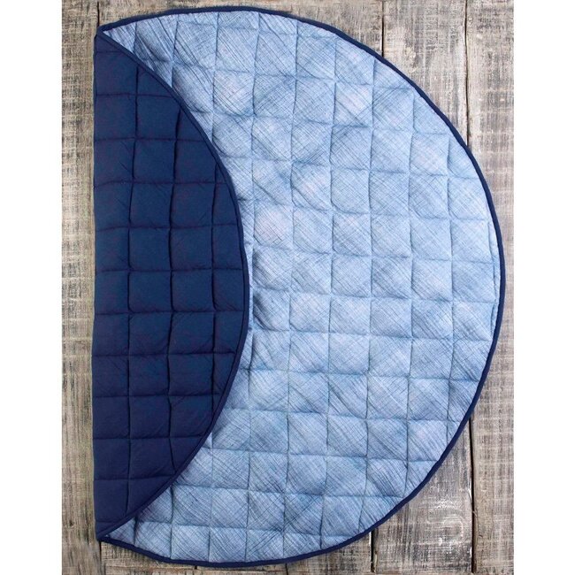 Washable Brush-Stroked Play Mat, Indigo - Playmats - 5