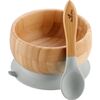 Baby Bamboo Stay Put Suction Bowl + Spoon, Grey - Tabletop - 1 - thumbnail