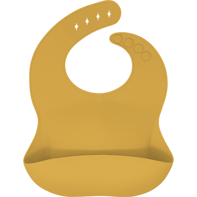 Modern Silicone Bib, Mustard - Bibs - 1