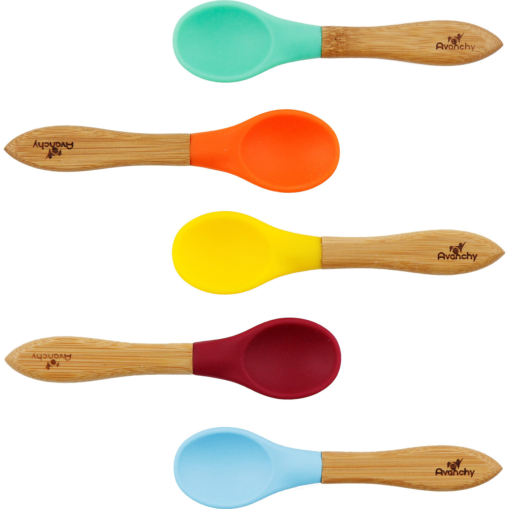 Self Feeding Bamboo Baby Spoons redblue Green Baby Led Weaning