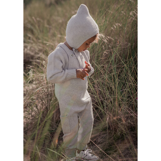 Moss Stitch Bonnet, Grey - Hats - 2