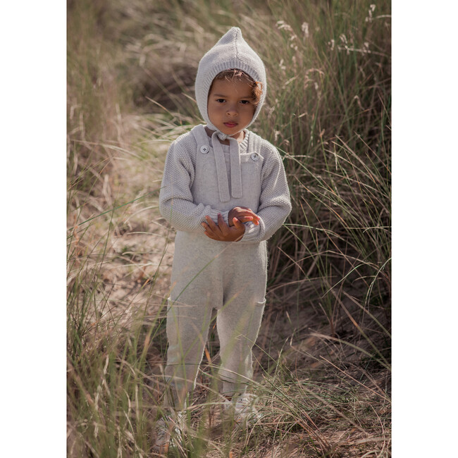 Moss Stitch Bonnet, Grey - Hats - 4