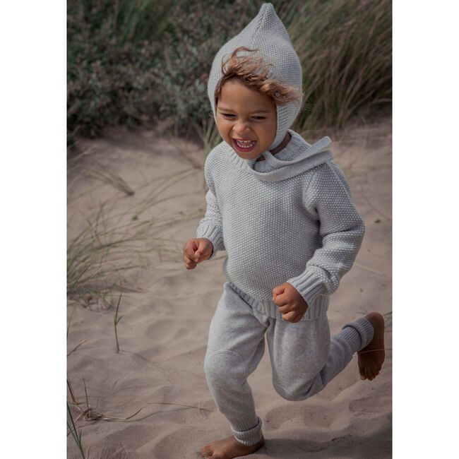 Moss Stitch Bonnet, Grey - Hats - 5