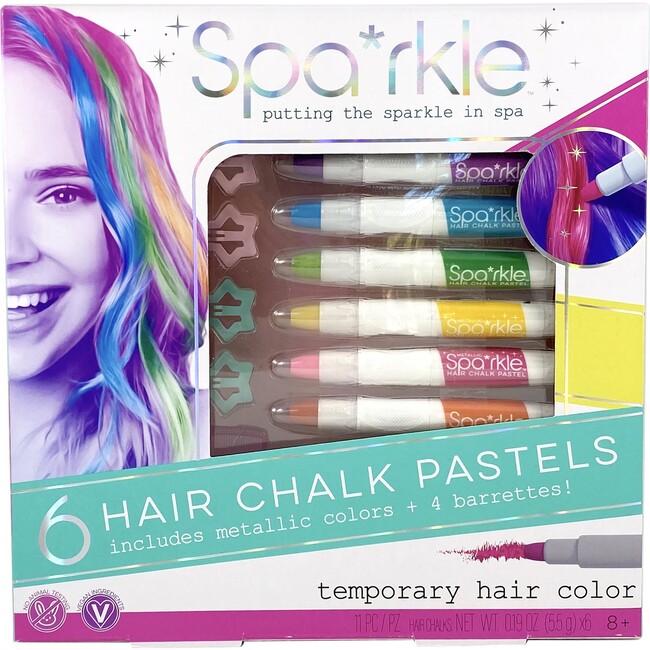 Hair Chalk Pastels & Barrettes Set