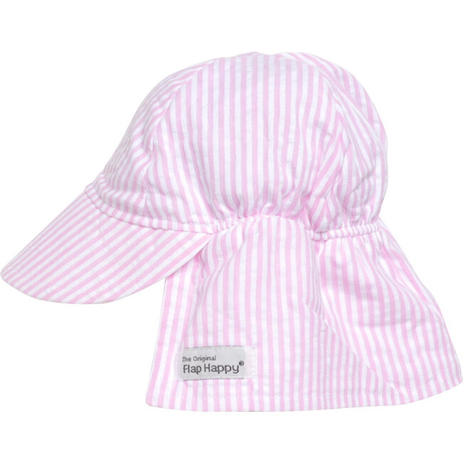 UPF 50+ Original Flap hat, Pink Stripe Seersucker