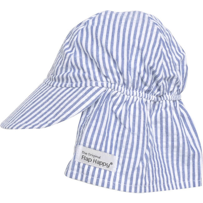 UPF 50+ Original Flap hat, Chambray Stripe Seersucker