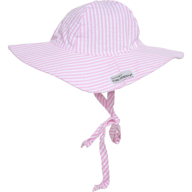 UPF 50+ Floppy Hat, Pink Stripe Seersucker