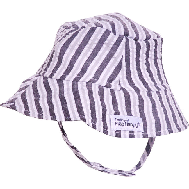 UPF 50+ Bucket Hat, Silver Storm Stripe Seersucker