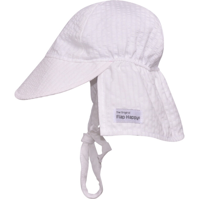 UPF 50+ Original Flap Hat with Ties, Vanilla Stripe Seersucker
