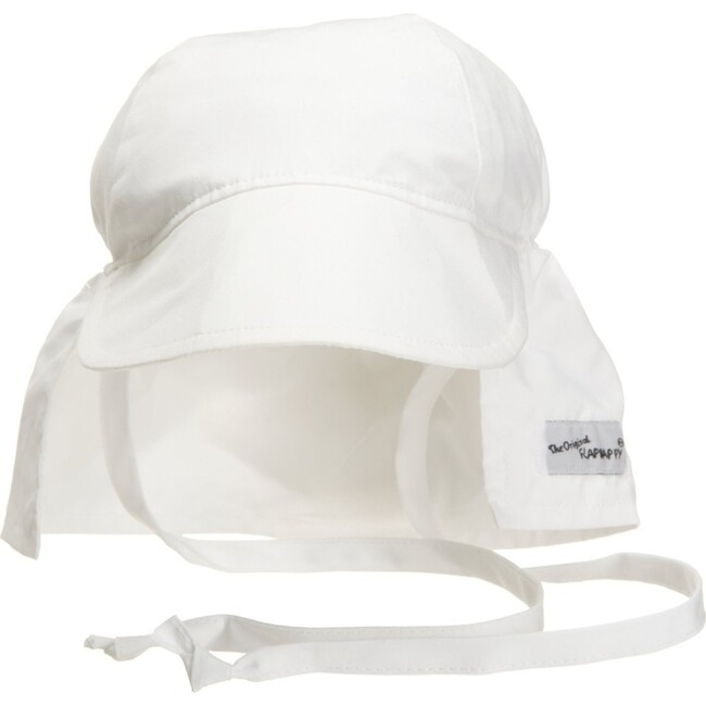 UPF 50+ Original Flap Hat with Ties, White - Hats - 1