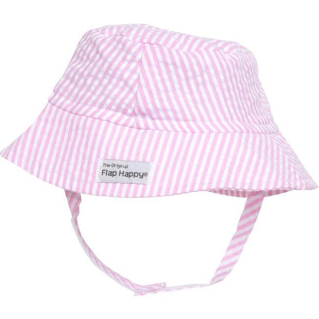 UPF 50+ Bucket Hat, Pink Stripe Seersucker