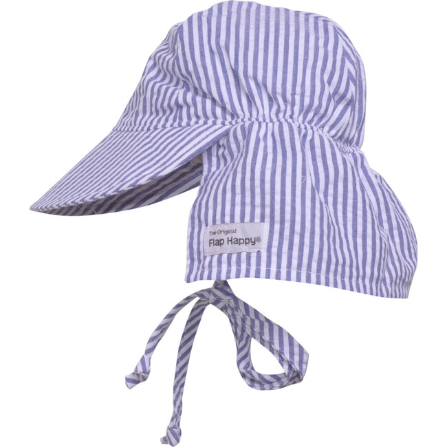 UPF 50+ Original Flap Hat with Ties, Chambray Stripe Seersucker